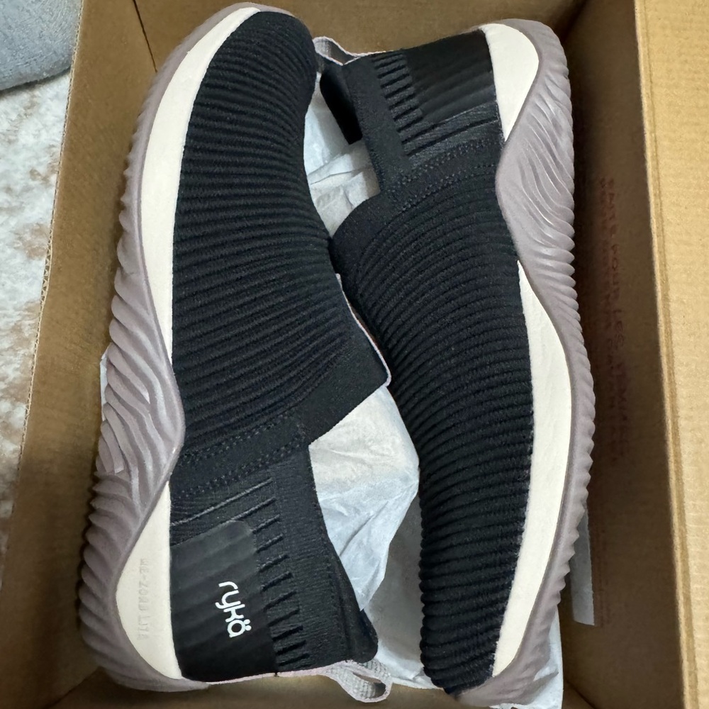 Ryka Black and White Women's Slip-On Sneakers